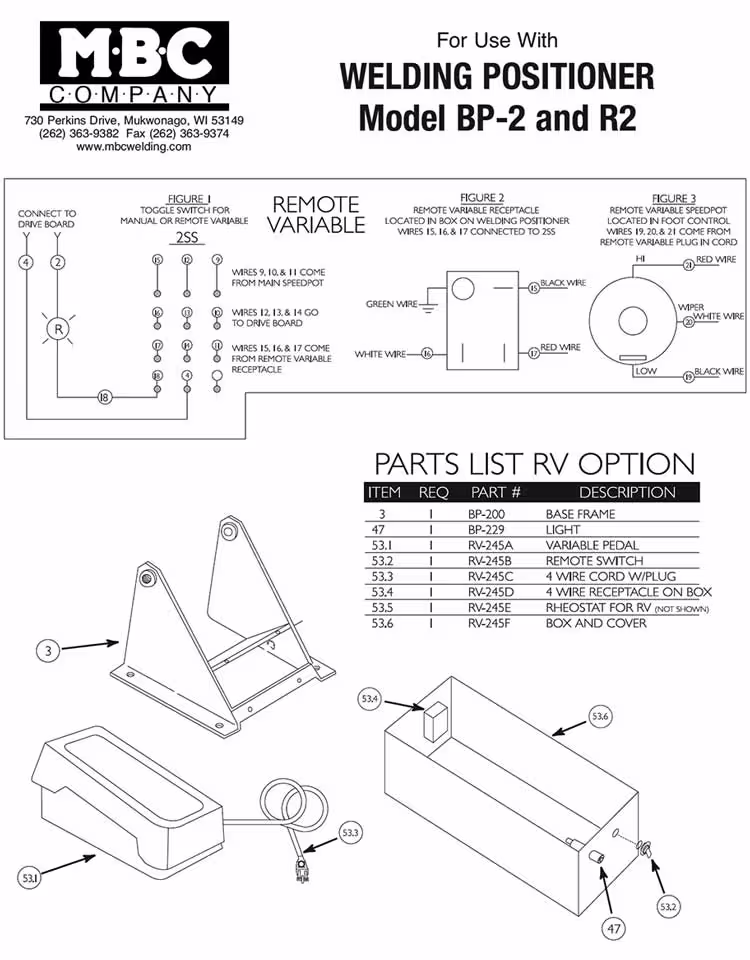 RV-245 parts breakdown